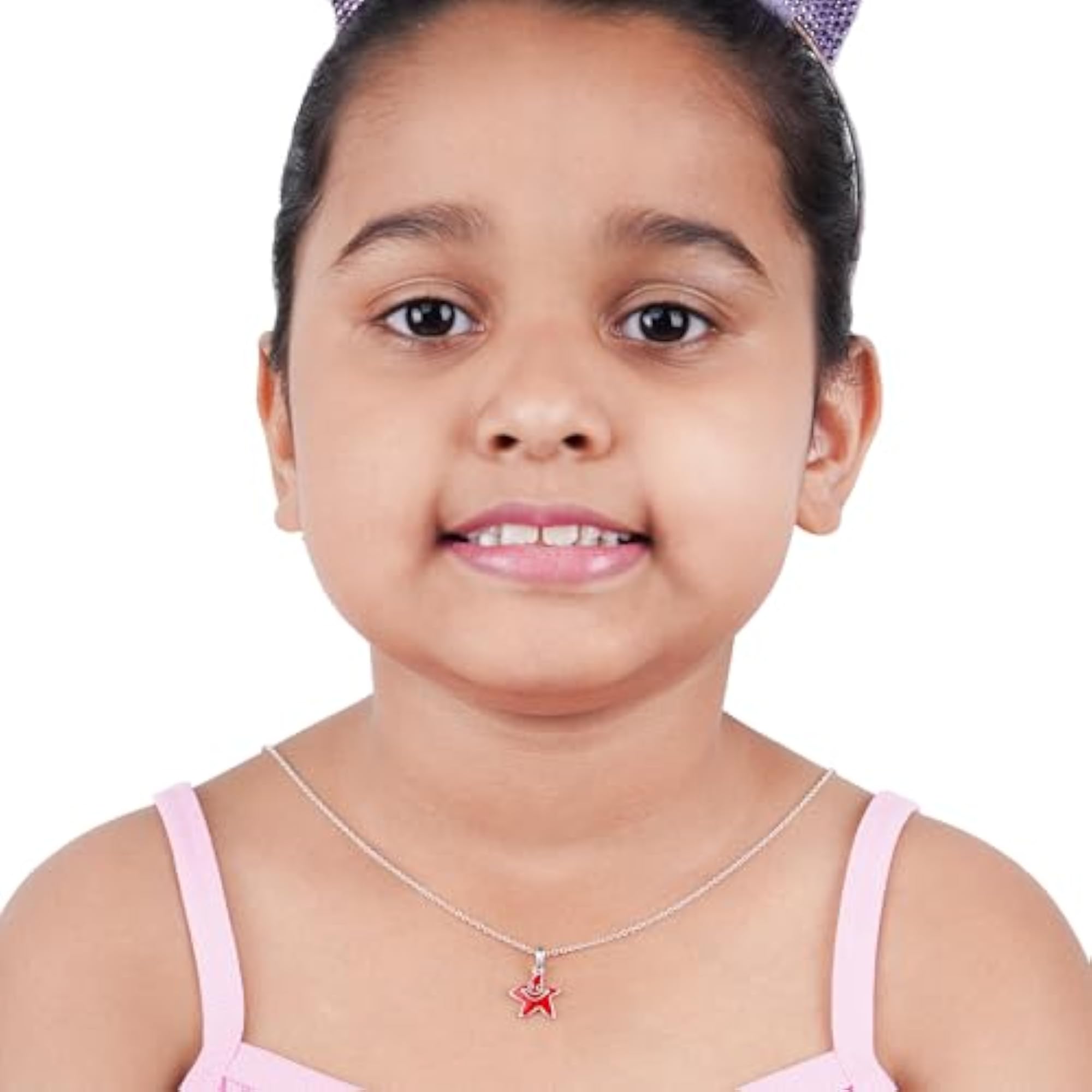 925 Sterling Silver Red Star Jewelry Set for Girls, Cute Design